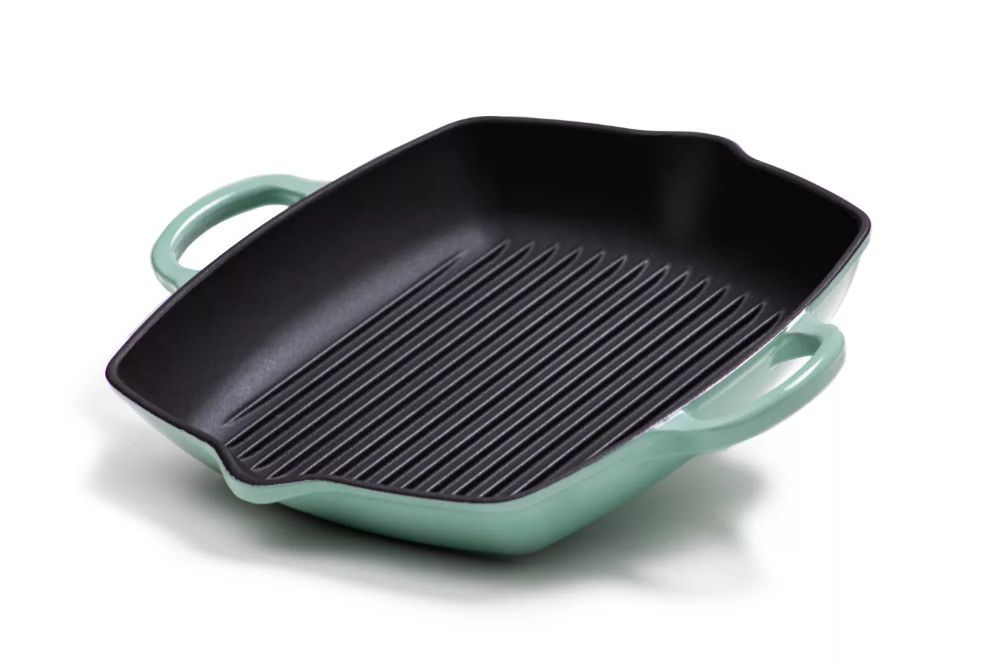 Cast Iron Square Grill Pan 30cm – Forest Enamelled Grill Plate for Oven Cooking