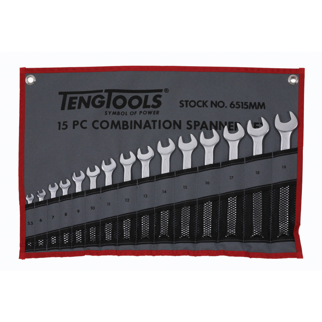 15PC Combination Spanner Set - Tool Roll