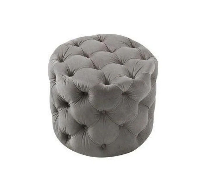 Paris Grey Velvet Ottoman
