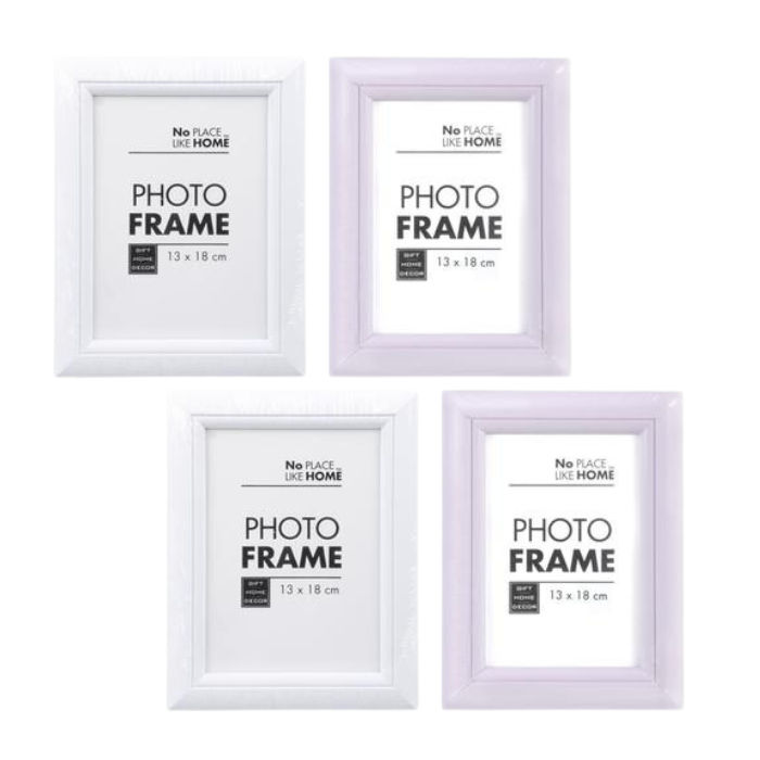PICTURE-FRAME PL WHITE/Lilac GLOSS 13x18cm asstd - Pack of 2