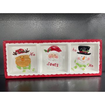 3 Partition Christmas Ceramic Serving