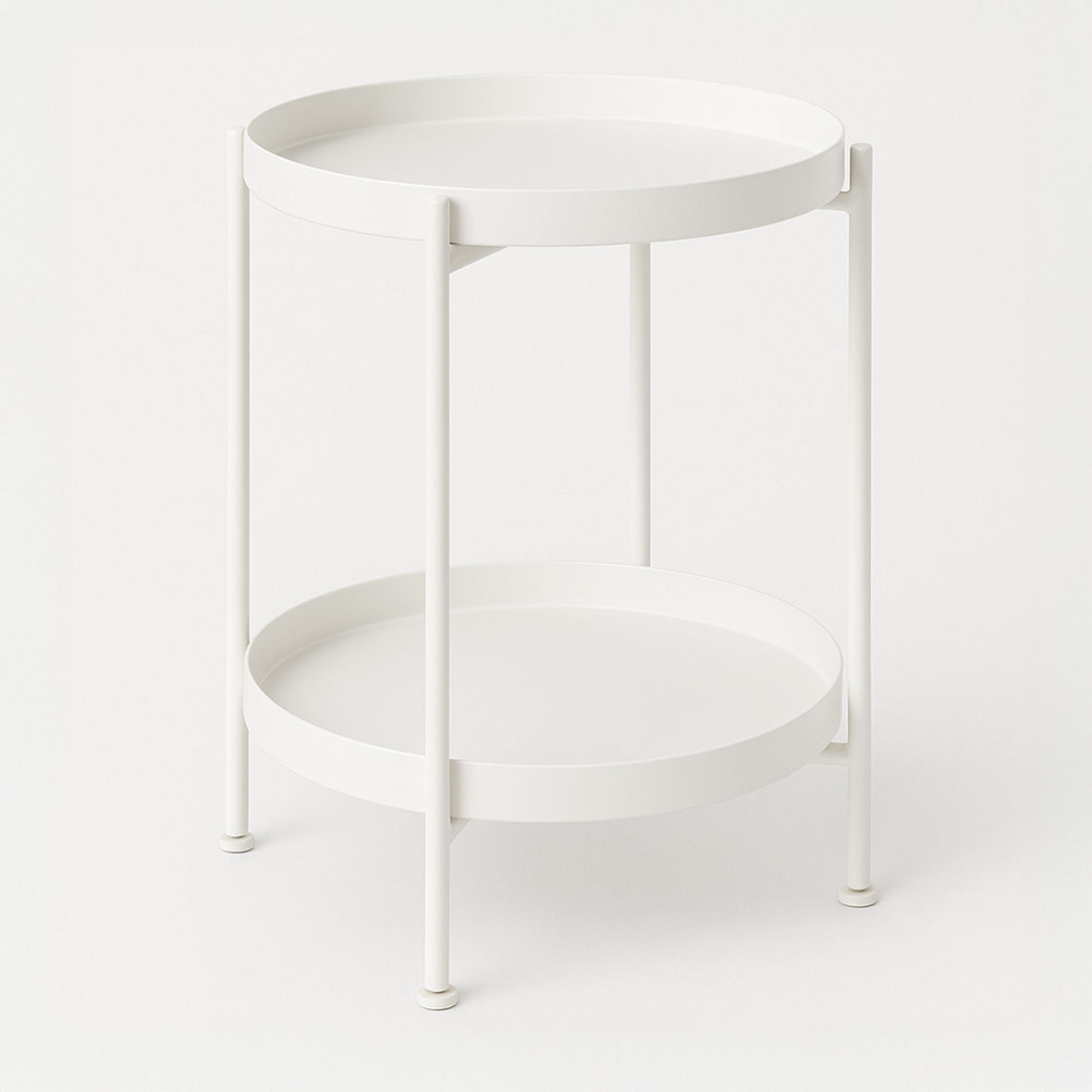 2 TIER METAL ROUND TRAY SIDE COFFEE SOFA END TABLE