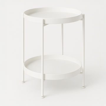 2 TIER METAL ROUND TRAY SIDE COFFEE SOFA END TABLE