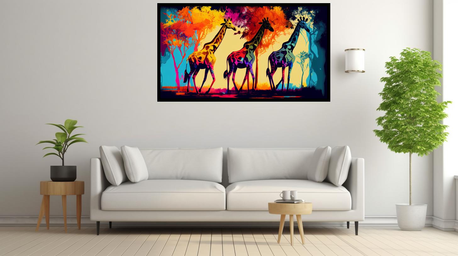 Canvas Wall Art - Group of Giraffes - B1579 [120 x 80 cm]