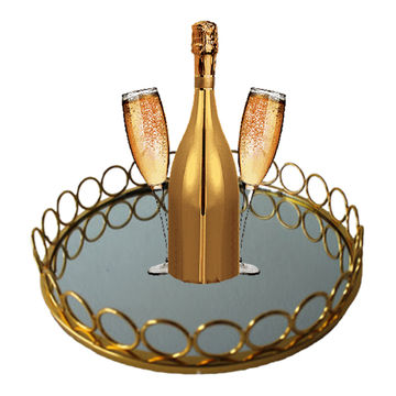 American Round Loop Mirror Tray Gold – Medium