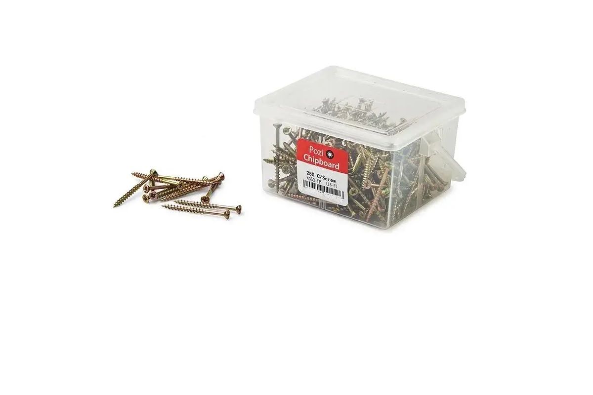 Chipboard Screws, Pozi, No.10, 5mm x 65mm, 250 pieces BY WOODLY