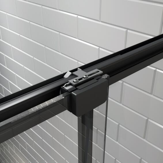 Shower door corner entry rectangular Remix black with clear glass 80x120x195cm