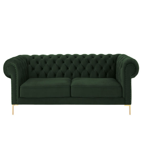 Odel Chesterfield Two Seater Sofa-Emerald Green