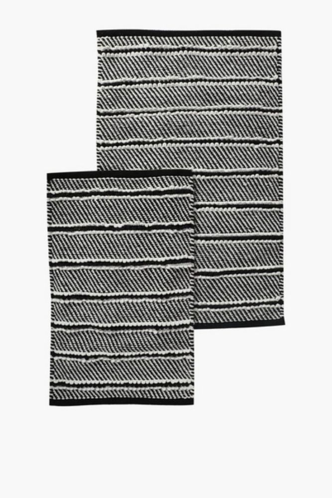 2 PIECE MICRO DIAGONAL COTTON BATH MAT SET Highly Absorbent, Soft & Durable