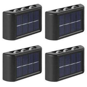 FA-06LED Portable Solar Powered Up and Down LED Outdoor Wall Lights 6LED White 4Pcs