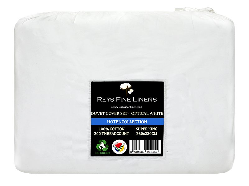 Rey's Fine Linen - Hotel Collection - Oxford Duvet Cover Set-06 Pc Pack-Super King-Optical White