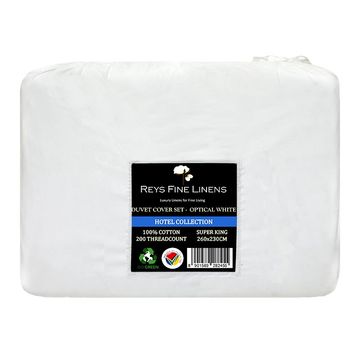 Rey's Fine Linen - Hotel Collection - Oxford Duvet Cover Set-06 Pc Pack-Super King-Optical White