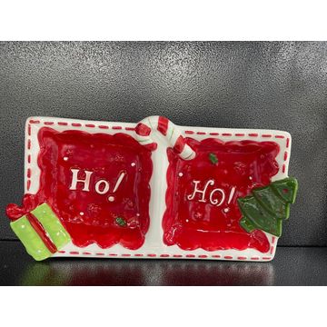 2-Partition Christmas Ceramic Serving Dish