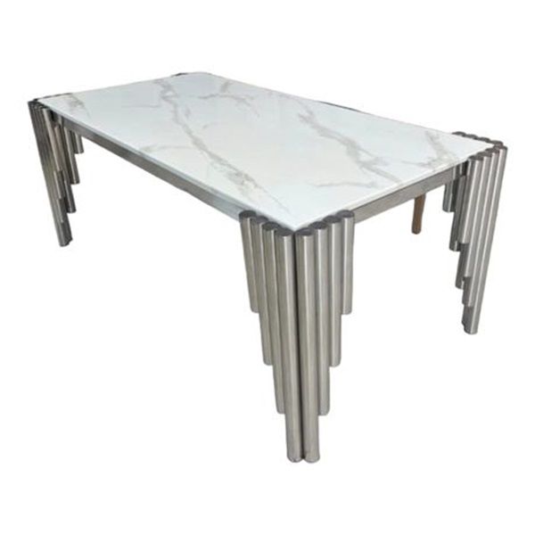 Prestige Home - Cooper Marble Top Dining Table (Silver)