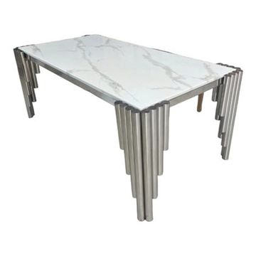 Prestige Home - Cooper Marble Top Dining Table (Silver)