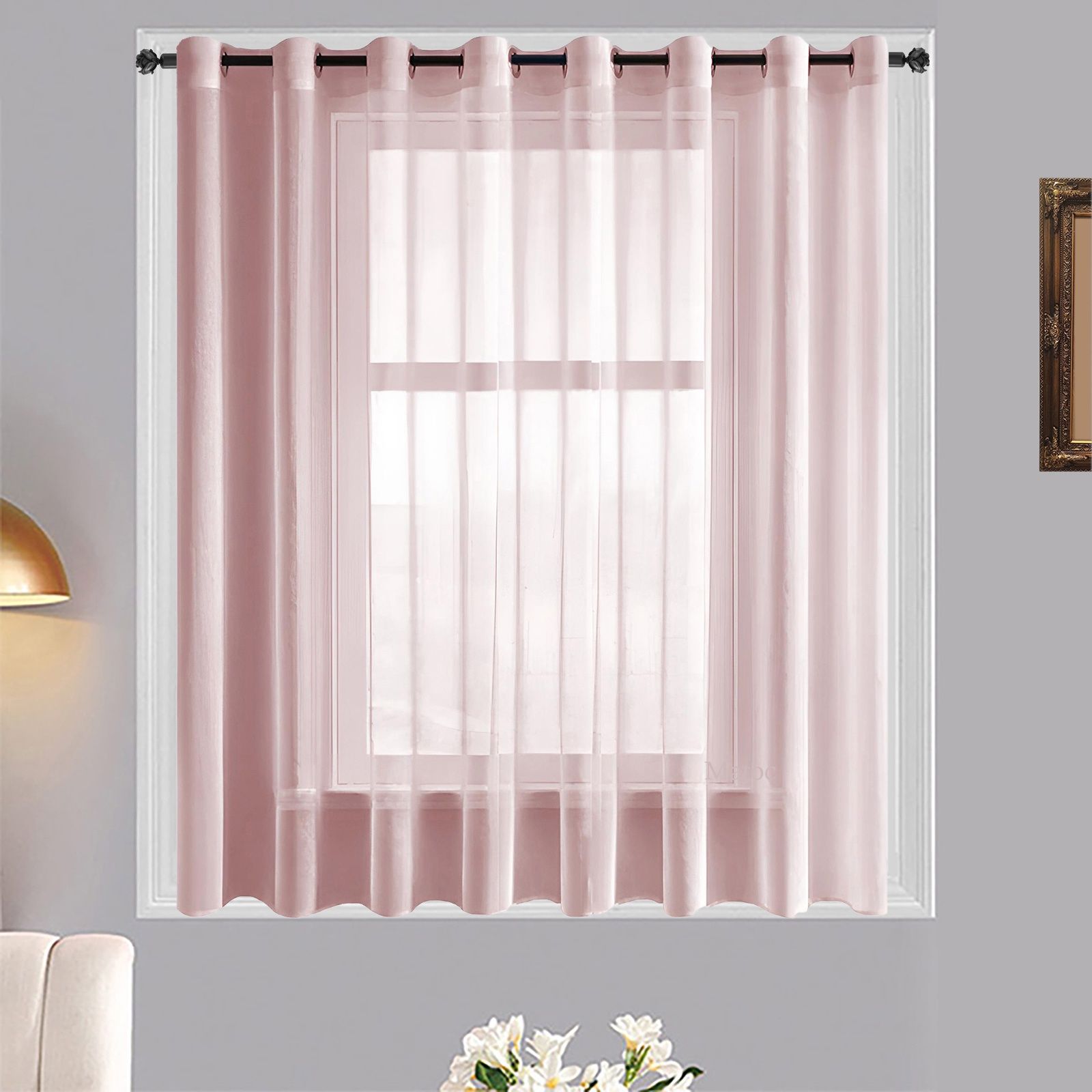Matoc Designs Shorter Curtain - Mystic Voile - Pink - Eyelet - Single Layer - 300cm W x 123cm H