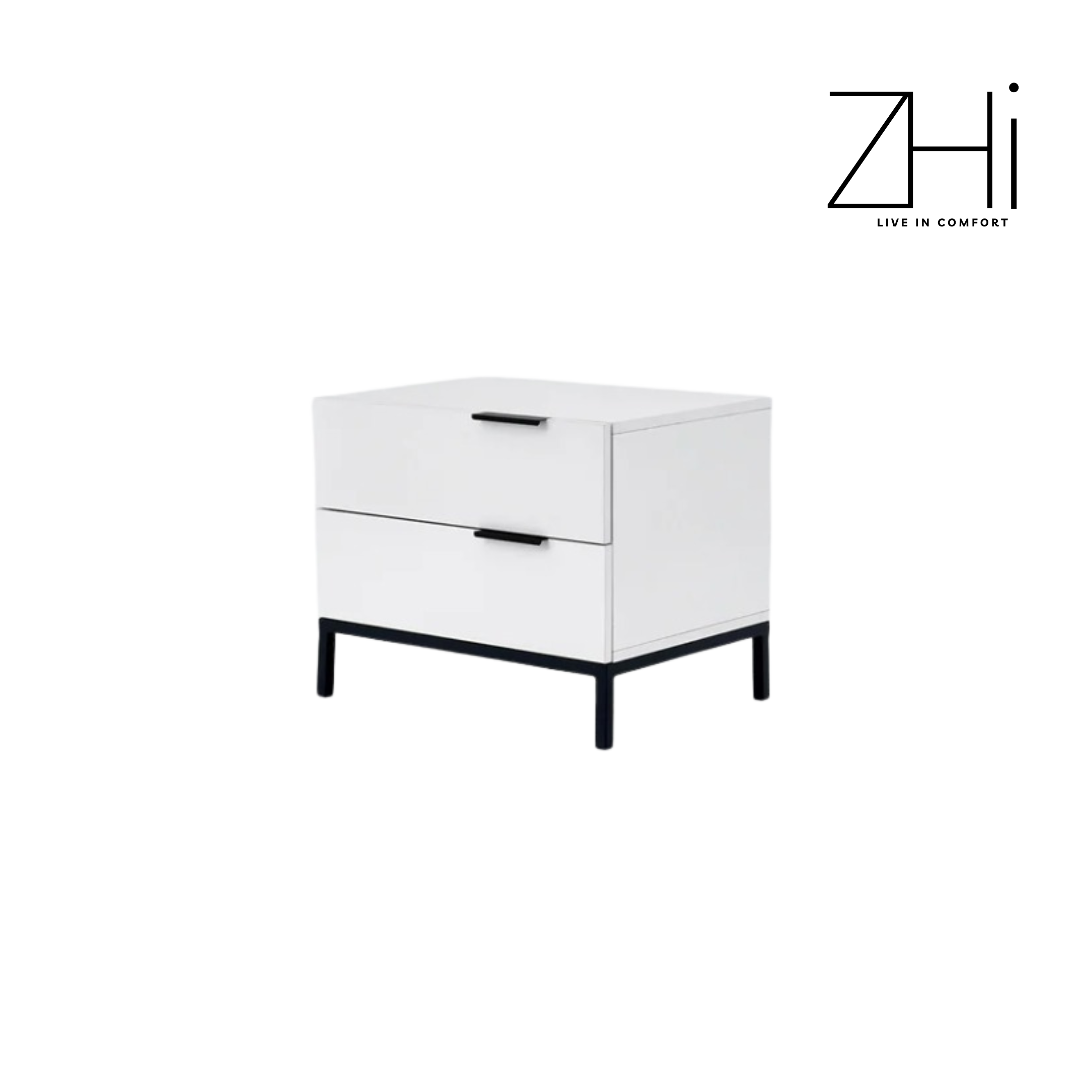 White&Black Two-Drawer Nightstand