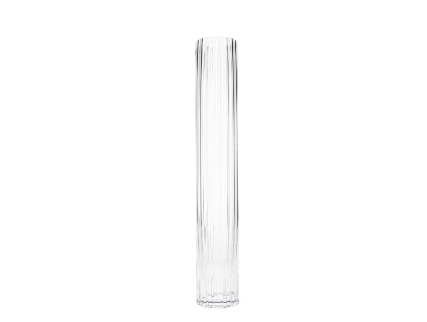 Danny Home Clear Ribbed Cylindrical Glass Vase-Tall
