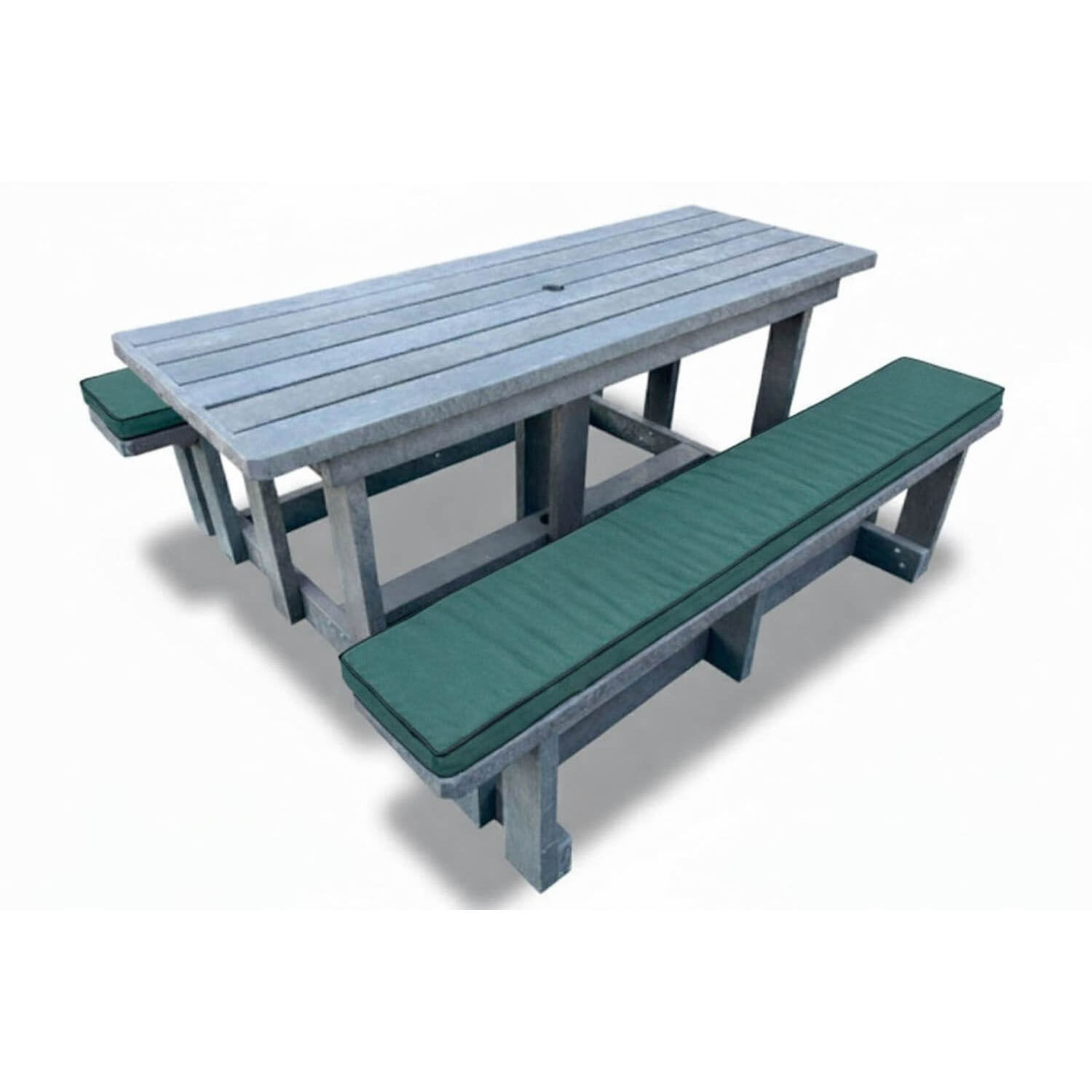 Recycled Plastic Picnic Table 8-Seater (Green Cushions)