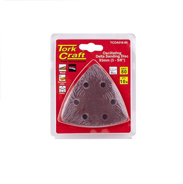 Tork Craft - TCOA018-80 Oscillating Sandpaper A/O 93mm 10Piece Delta Shape - 10 Pack