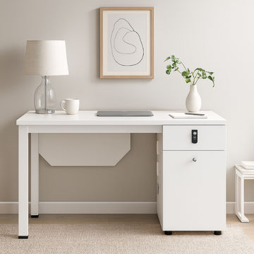 Vertex Pro White Office Desk with Power Ports