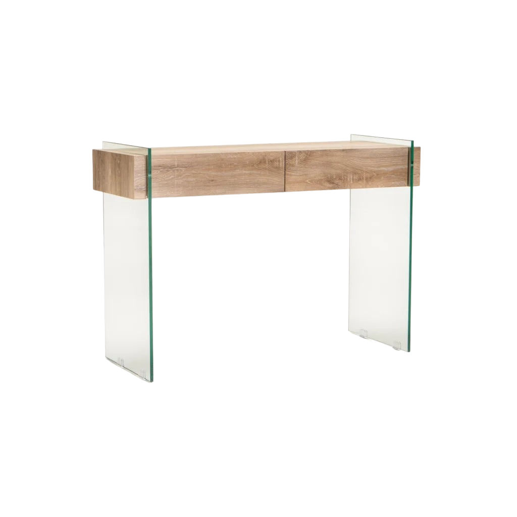 Vividitto - Juju Glass Console With Drawers - Oak