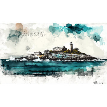 Canvas Wall Art - Canvas Wall Art – Roben Island Abstract Painting - B1119 - [120 x 80 cm]