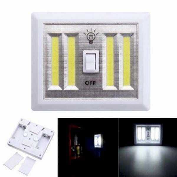4 COB LED Night Light Switch Wall Lamp Battery Operated