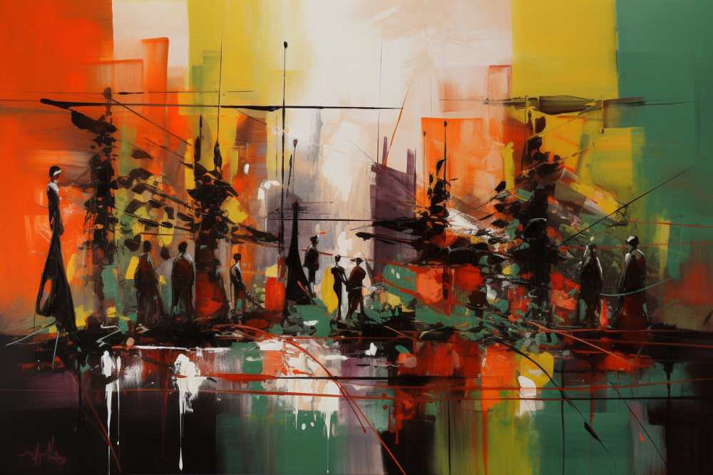 Canvas Wall Art - Abstract Artwork Pulsates Vibrantly  - A1258 - [120 x 80 cm]