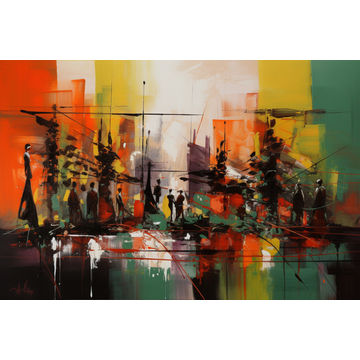 Canvas Wall Art - Abstract Artwork Pulsates Vibrantly  - A1258 - [120 x 80 cm]