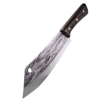 Lifespace 8" Chef Hammer Pattern Pointed Cleaver with Wenge Handle