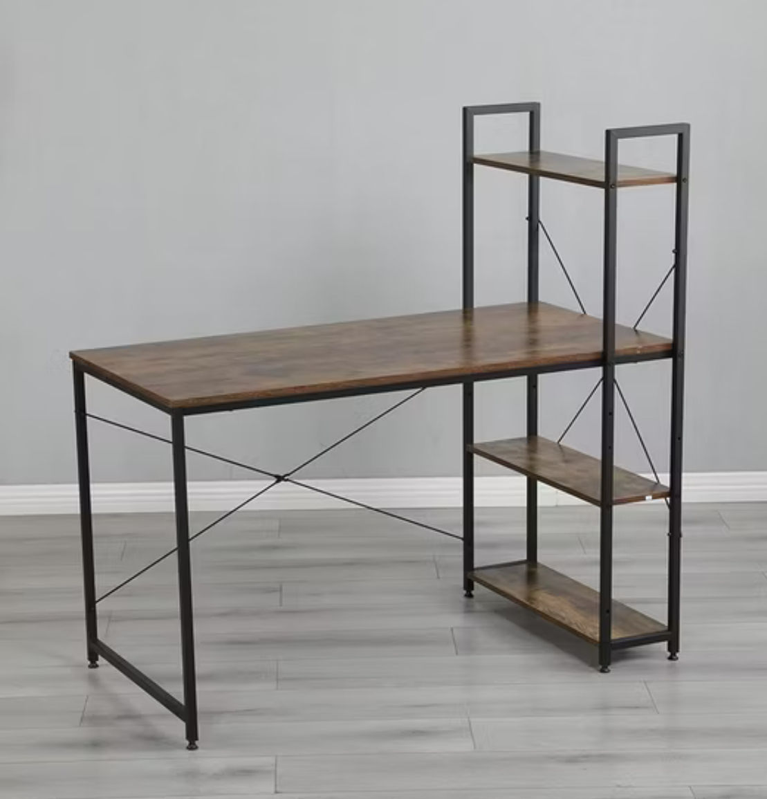 Office Desk with Side Shelves- rustic