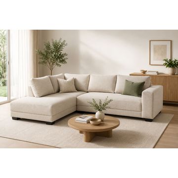 Tach Luxure Natalia L Shape Couch – Linen beige - Right Sided