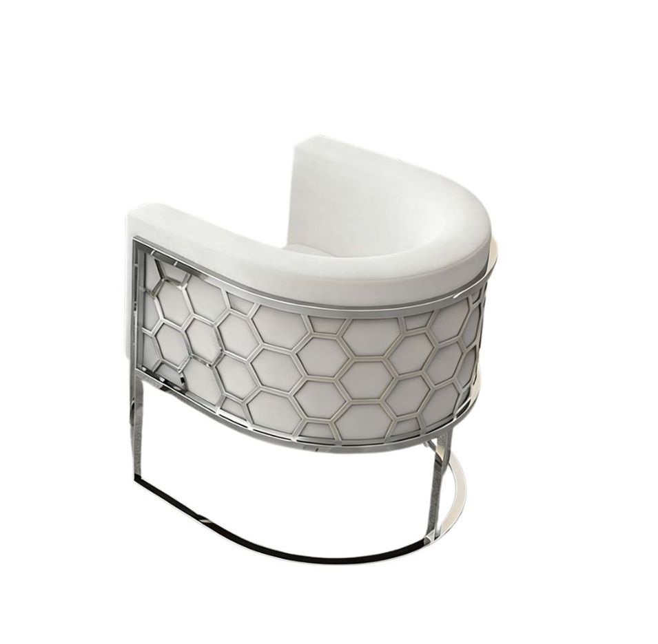 Contemporary Honeycomb Accent Chair – White & Gold(1 chair)