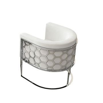 Contemporary Honeycomb Accent Chair &ndash; White & Gold(1 chair)