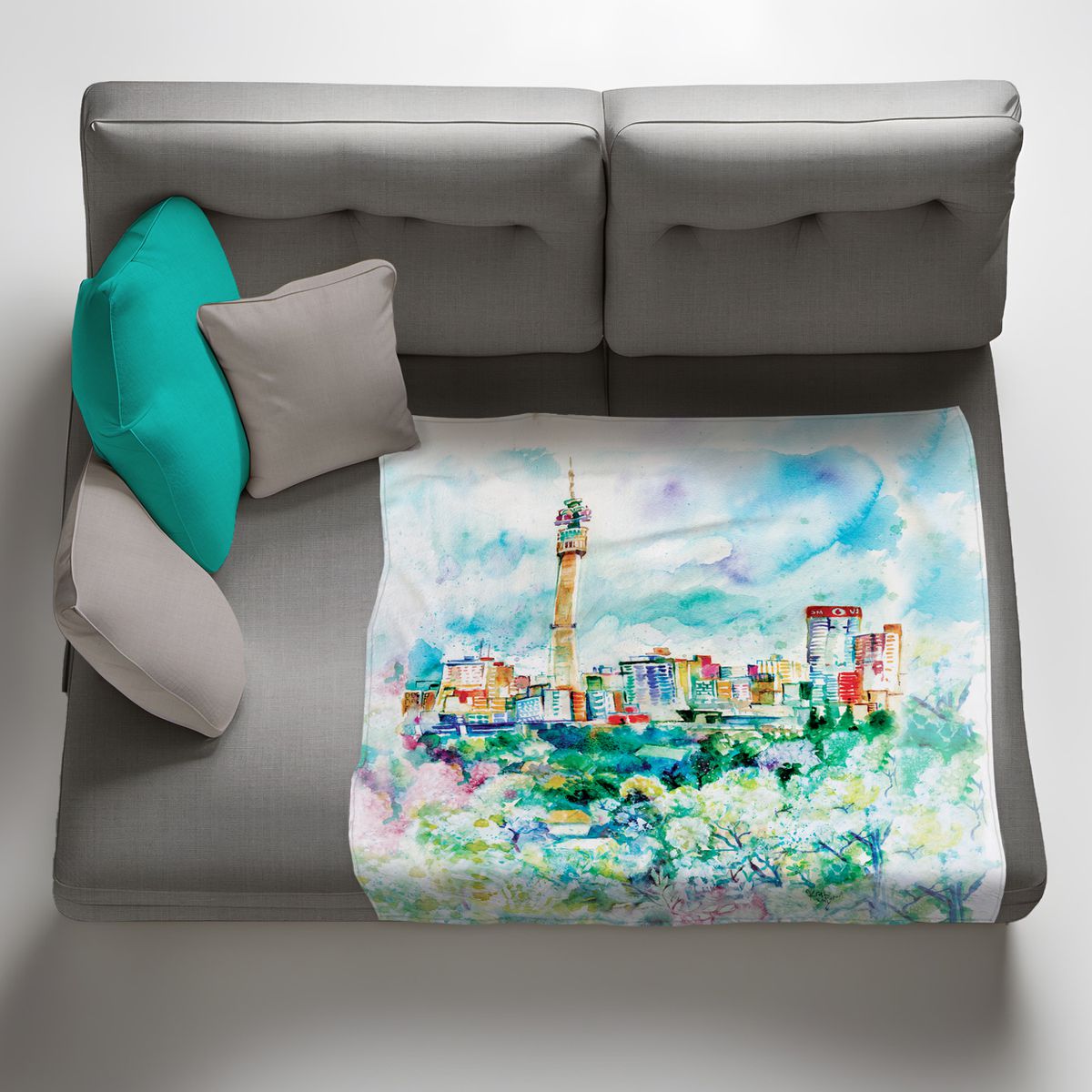 Joburg City Scape Light Weight Fleece Blanket By Kristin Van Lieshout
