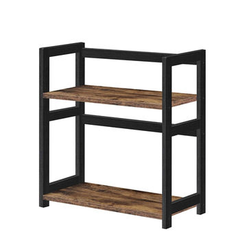 2-Tier Spice Rack - Bamboo Storage Shelf for Kitchen