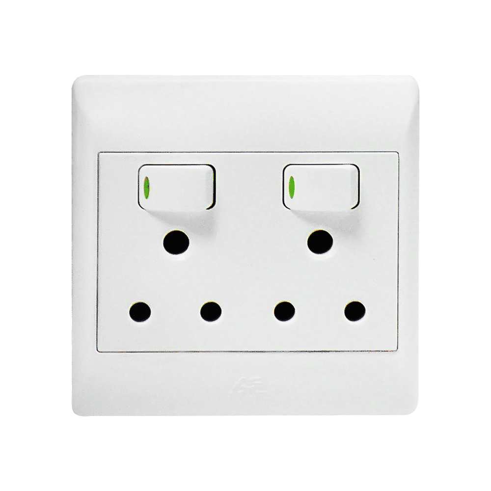 2x16A SWITCHED SOCKET OUTLET 4x4 C/W WHITE COVER PLATE