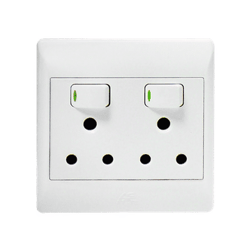 2x16A SWITCHED SOCKET OUTLET 4x4 C/W WHITE COVER PLATE