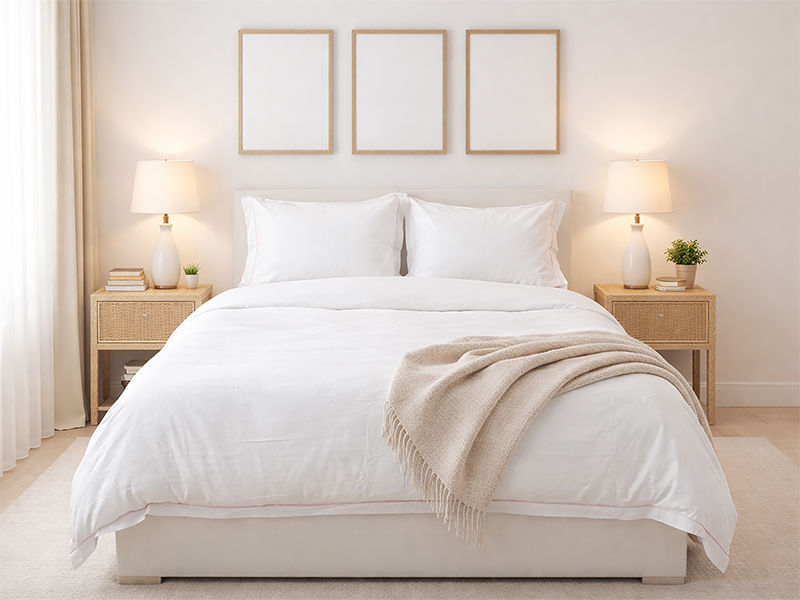 Premium Collection - Satin Stitch Duvet Cover Set - Strawberry Cream - Super King - (1 Set)